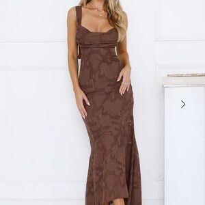 Hello Molly Enchanted Empire Maxi Dress Brown